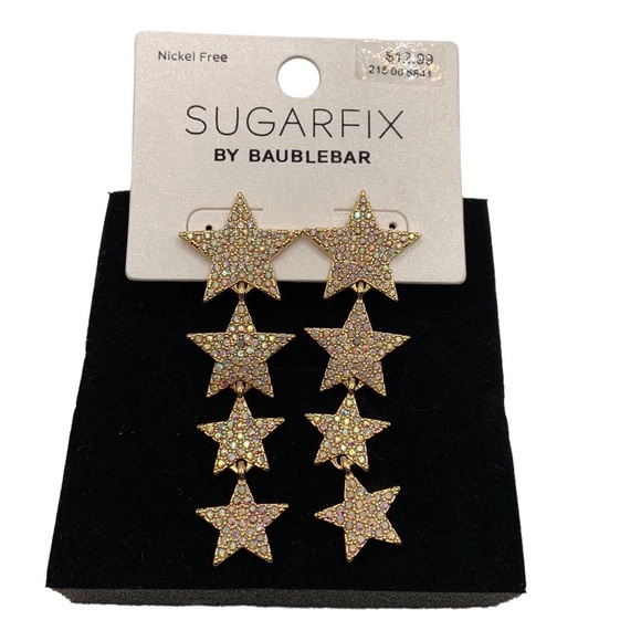 BaubleBar Jewelry - Sugarfix by Baublebar Gold Rhinestone Iridescent Star Earrings New with tags!
